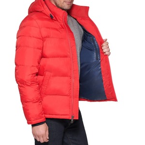 Men's <b>Red</b> Hooded Puffer <b>Jacket</b> With Zipper Closure Windproof Winter Coat Casual Style Puffer <b>Jacket</b> For Man - Product Image 3