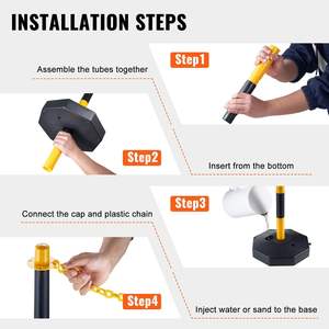 2 Pack regolabile 8FT giallo nero barriera di sicurezza stradale barriera riempibile Base barriere di traffico del parcheggio - Product Image 4