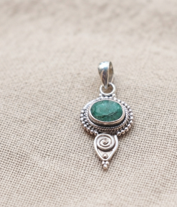 Pendentif en émeraude verte ovale naturelle, argent sterling 925, bijoux faits à la main, plaqué or rose jaune, cadeau pour elle - Product Image 5