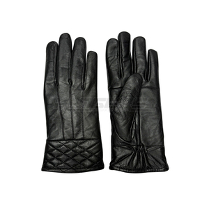 Diamond Quilted Leather <b>Gloves</b> Insulated Full <b>Finger</b> Unisex Fashion Everyday Wear Plain Style Winter Leather <b>Gloves</b> - Product Image 1