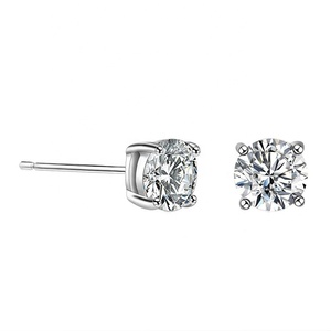 Khuyên Tai Đá Zircon Trong Suốt Đơn Giản Khuyên Tai Bạc Sterling 925 Hình Tròn Không Gây Dị Ứng 3Mm 4Mm 5Mm Không Gây Dị Ứng - Product Image 2