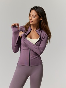Veste de sport et de yoga pour femme à manches longues avec logo frontal, 100 % nylon, séchage rapide, écologique, grandes tailles - Product Image 4