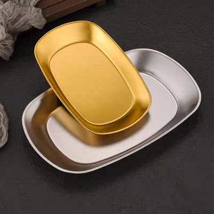 Platos de Acero Inoxidable, Bandejas para Comida Coreana, Plato para Servir, Plato Dorado y Plateado, Plato para Aperitivos, Ensaladas, Platos Elegantes para Restaurante - Product Image 2