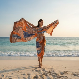 Batik Beach <b>Sarong</b> Women Summer <b>Wrap</b> Skirt Lightweight Chiffon Pareo Traditional Batik Print Bikini Cover Up Swimwear Adjustable - Product Image 1