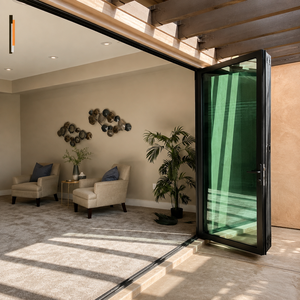 Porte pliante en aluminium sur mesure avec verre pour patio, cour, véranda, intérieur/extérieur, grande ouverture - Product Image 1