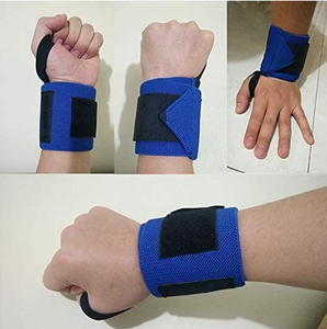Blue Neoprene Wrist Support Wrap Adjustable Hook Loop Closure for <b>Weight</b> Lifting Strength <b>Training</b> Unisex Wrist Support - Product Image 3