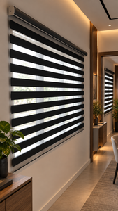 Persianas Enrollables Motorizadas Zebra, Tamaño Personalizado, Protección UV, Filtrado de Luz, Cubierta Automática para Ventanas de Hotel y Apartamentos - Product Image 1