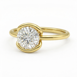 Anillo de Compromiso Solitario con Diamante Cultivado en Laboratorio, Corte Redondo, 2 Ct, Certificado IGI, Oro Amarillo de 14K, Color DEF, Claridad VVS2, Engaste Antiguo - Product Image 5