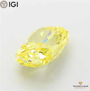 Diamant de laboratoire CVD de qualité supérieure, taille coussin, 4,00 carats, certifié IGI, couleur jaune vif fantaisie, clarté VS2, pour bijoux uniques - Product Image 3