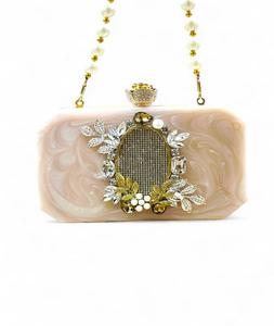 Eventide Elegance Stylish Resin Clutch for Weddings Parties Lady's Purse with Glamorous Pearl Handle for Evening Dress-Up - Product Image 5