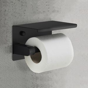 Premium Black Iron Toilet Paper Holder Wall Mounted Tissue <b>Roll</b> Storage <b>Rack</b> Bathroom Organizer Accessory - Product Image 1