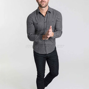 Chemise en flanelle pour homme avec logo personnalisé imprimé, manches longues, à carreaux, décontractée, fermeture boutonnée, en coton - Product Image 2
