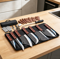 Ensemble professionnel de 14 couteaux de boucher forgés à la main, adaptés au barbecue et au camping en plein air, avec sacs
