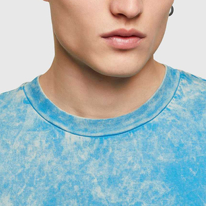 T-shirt en coton rose dégradé surdimensionné pour homme, style décontracté à manches courtes, tricoté uni, idéal pour l'été - Product Image 5