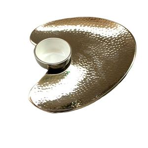 Latest Metal Hammered Serving <b>Storage</b> <b>Tray</b> With Agate Handle Decorative Fruits Food Display Platter for Home Hotels Restaurant - Product Image 6
