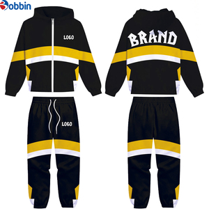 Ensemble de survêtement coupe-vent tendance pour homme : veste zippée et pantalon, patchwork color block personnalisé - Product Image 4