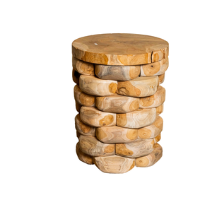 Taburete Apilable ARTERRA Premium de Madera de Teca, Estilo Rústico, Obra Maestra Hecha a Mano, Textura Natural, Fabricación Resistente, para Hotel o Apartamento - Product Image 1