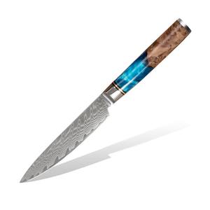 Cuchillo de Cocina Universal Japonés de 5 Pulgadas, Profesional, de Acero de Damasco de 67 Capas, con Resina Azul de Lujo, Ecológico - Product Image 3