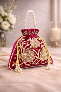 กระเป๋าปักลายไอคอนประดับลูกปัดแบบมีเชือกผูก กระเป๋าถือสำหรับงานเลี้ยงตอนเย็น กระเป๋าถือเจ้าสาวงานแต่งงาน กระเป๋าใส่เครื่องประดับและเครื่องสำอาง - Product Image 6