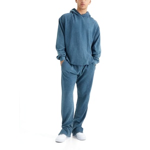 Ensemble de survêtement délavé pour homme de qualité supérieure, en tissu respirant, pour le sport et le jogging, avec sweat à capuche et pantalon, grande taille, style streetwear décontracté, OEM, très demandé - Product Image 1