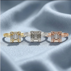 Cute Design Classic Wedding & Party 18k Solid White Gold Round Brilliant Cut Diamond Square Illusion Cluster Ring for Women - Product Image 5