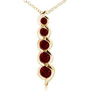 Pendentif de voyage en or massif 14 carats avec cinq rubis rouges naturels taille ronde, nouvelle collection 2026, bijou classique raffiné pour femme, OEM - Product Image 1