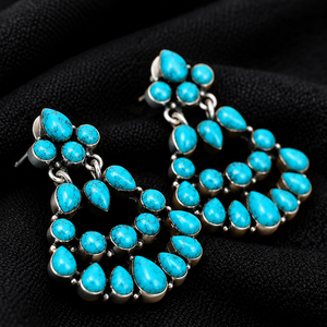 Pendientes Colgantes de Turquesa Azul, Pendientes de Plata con Múltiples Piedras Preciosas para Mujer, Joyería de Moda - Product Image 5