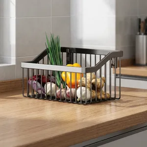 Kitchen <b>Wall</b> Mounted Storage <b>Basket</b> Multifunctional Metal Organizer Space Saving Hanging Rack for Kitchen Bathroom Bedroom Home - Product Image 4