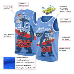 Camiseta de Baloncesto Personalizada con Estampado de Oso, Unisex, Verano, Transpirable, Malla, Diseño Sublimado, Cuello Redondo, Sin Mangas, para Adultos - Product Image 2