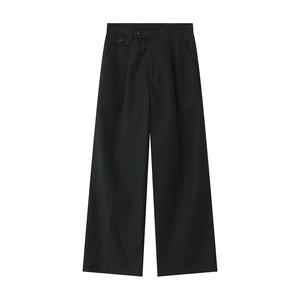 Brown <b>Wide</b> <b>Leg</b> <b>Trousers</b> <b>Men</b> High Waist Pleated Anti-Wrinkle Smart Casual Pants Button Closure Autumn Wear - Product Image 4