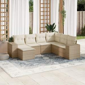 Grand ensemble de canapés de jardin en rotin PE beige avec structure en acier thermolaqué – Mobilier d'extérieur haut de gamme - Product Image 1