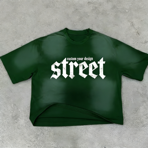 Camiseta Gráfica de Cuello Redondo Oversize de Algodón Pesado con Estampado Desgastado y Hombros Caídos, Estilo Urbano OEM para Hombre - Product Image 2