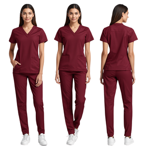 Ensemble de blouses d'infirmière rouge bordeaux pour femmes, best-seller, vêtements médicaux de qualité supérieure - Product Image 3
