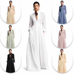 Vestido Midi Blanco de Gasa - Elegante Vestido Largo Bohemio con Cuello Alto para Mujer, Forro de Algodón Suave, Corte Evase, Ecológico - Product Image 2