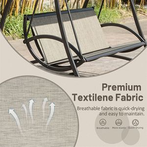 Dondolo da Esterno a 2 Posti con Tettuccio Regolabile e Telaio in Acciaio Resistente per Giardino o Patio - Product Image 2