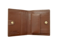 Dompet Kartu dan Uang Koin Lipat Dua Unisex Castello Italia Kulit Asli Desain Minimalis Logo Timbul Bordir Bendera Poliester Pendek