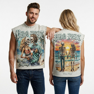 Débardeur imprimé personnalisé motif crâne, style plage, sans manches, tendance streetwear estival pour homme – Nouvelle collection - Product Image 2