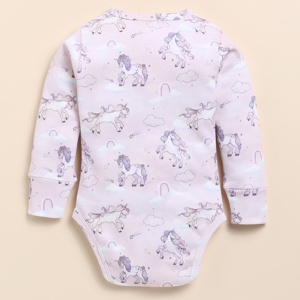 Premium Quality Organic Bamboo Elastane Long Sleeve Bodysuits Unicorn Print - Product Image 3