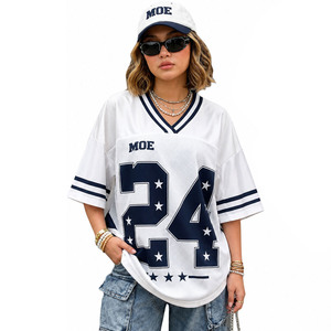 Camiseta de Fútbol Americano Vintage de Moda, Talla Grande, Transpirable, con Logotipo Personalizado OEM, Estilo de Equipo, Unisex, Hip Hop, Ropa Urbana para Mujer - Product Image 4