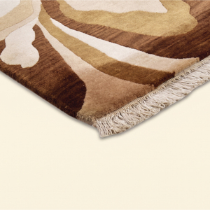 Alfombra Floral Antideslizante Ecológica Hecha a Mano en Color Beige Marrón Golden Dahlia, Alfombra de Lana de Lujo con Diseño Floral Grande para Sala de Estar - Product Image 5