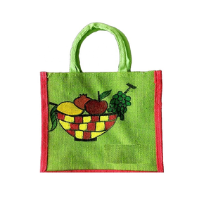 กระเป๋าผ้าปอกระเจาพร้อมที่จับบุนวมสินค้าอินเดียผลิตจากตะวันตก - Product Image 1