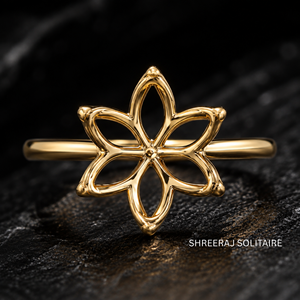 En gros, monture de bague de fiançailles semi-montée florale pour diamant rond de 1 à 5 carats, personnalisable, en or 14K 18K ou platine, bijoux - Product Image 1
