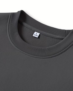 Men's Crew Neck Solid Color Oversized Terry Knitted Breathable Casual Pullover Sweatshirt Winter Wear - Product Image 2