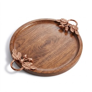 Handmade Sheesham Wood Serving Tray With <b>Copper</b> Walnut Designer Handles Decorative Home Decor & Restaurant Catering Equipment - Product Image 1