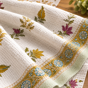 Serviettes de cuisine en coton gaufré de qualité supérieure, douces pour la peau, séchage rapide, broderie florale, bordure décorative, réutilisables, pour la maison - Product Image 6