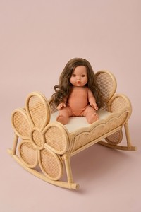 Berceau à bascule artisanal en rotin naturel pour poupées, jouets de nurserie pour enfants, écologique, tressé, miniature, lit de poupée - Product Image 6