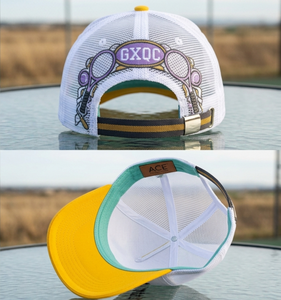 Gorra Trucker Clásica de Verano Blanca y Amarilla con Logotipo Bordado en el Panel Frontal, Tejido de Malla, Unisex, Casual, Ajustable, de 6 Paneles - Product Image 3