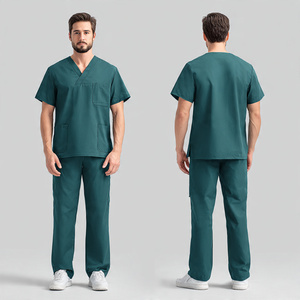 Medical <b>Scrubs</b> Uniform Wholesale Unisex Hospital Nursing Knitted 100% Cotton Breathable Comfortable <b>Scrub</b> <b>Sets</b> - Product Image 4