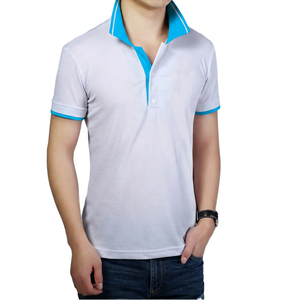 Polo de Manga Corta Blanco para Hombre con Corte Regular Azul Marino, Camiseta Informal de Algodón de Punto - Product Image 5