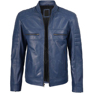 Blouson de motard en cuir véritable pour homme, qualité supérieure, vente en gros, vêtement d'extérieur d'hiver, col montant, respirant, le plus vendu - Product Image 2